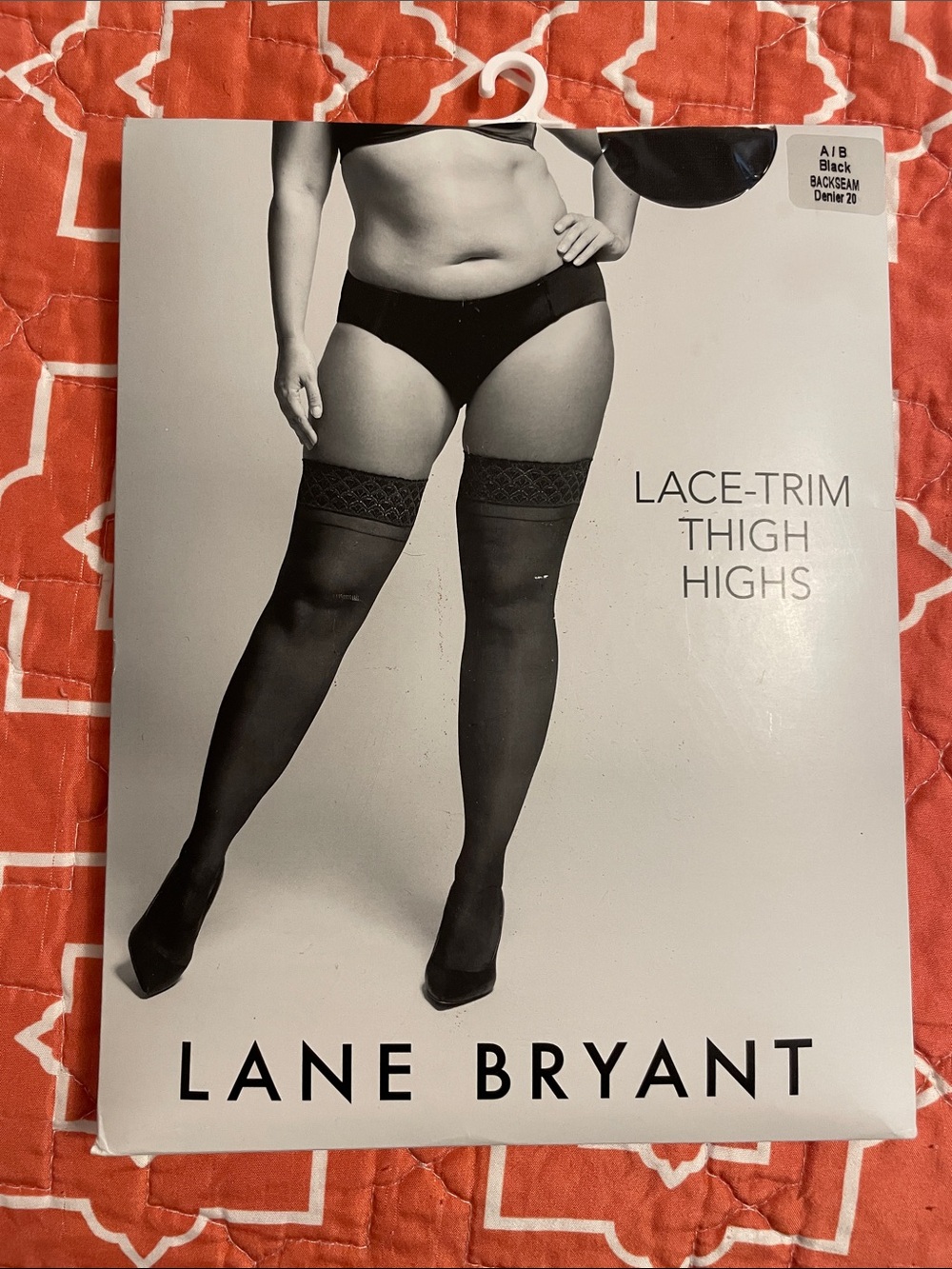 Lane Bryant Black Lace-Trim Thigh Highs